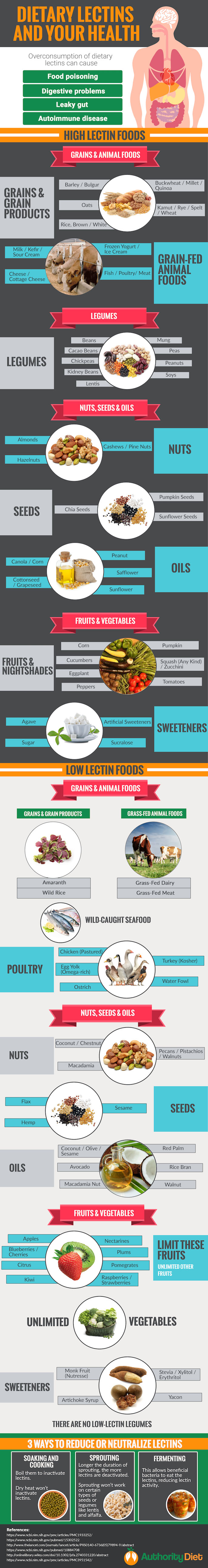 Lectin Infographic: What foods are high in lectins. Avoid these foods if you want to be healthier and lose more weight.